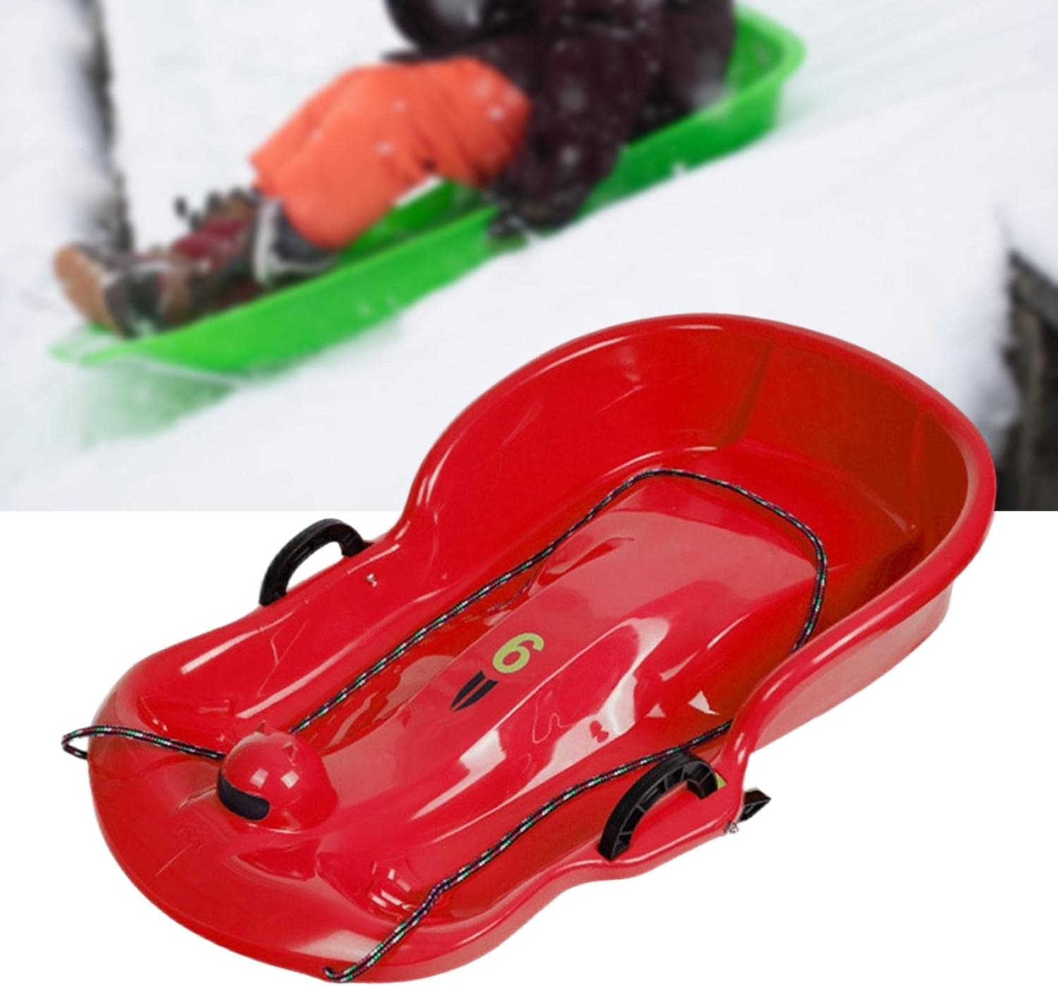 Hellery Winter Snow Sled Sleigh Sledding Toboggan Skiing Downhill Sleds Ski B... - Picture 7 of 14