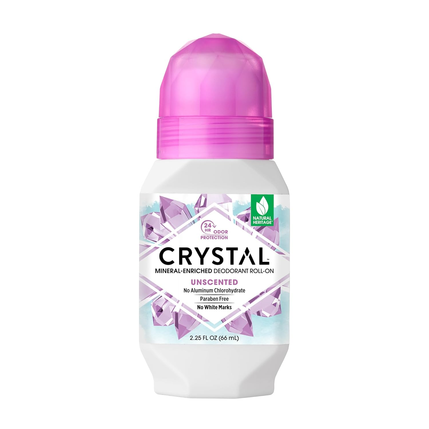 CRYSTAL Mineral Deodorant Roll-On Unscented Body Deodorant with 24-Hour Odor Protection, Aluminum Chloride & Paraben Free, 2.25 FL OZ (Packaging May Vary)