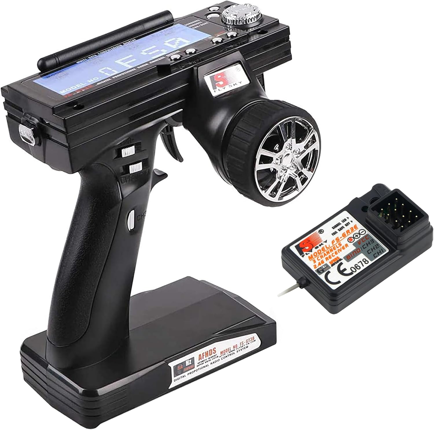Flysky FS-GT3B Rc Transmitter & FS-GR3E Receiver  2.4Ghz 3 Channel Rc Car Remote Controller and Receiver