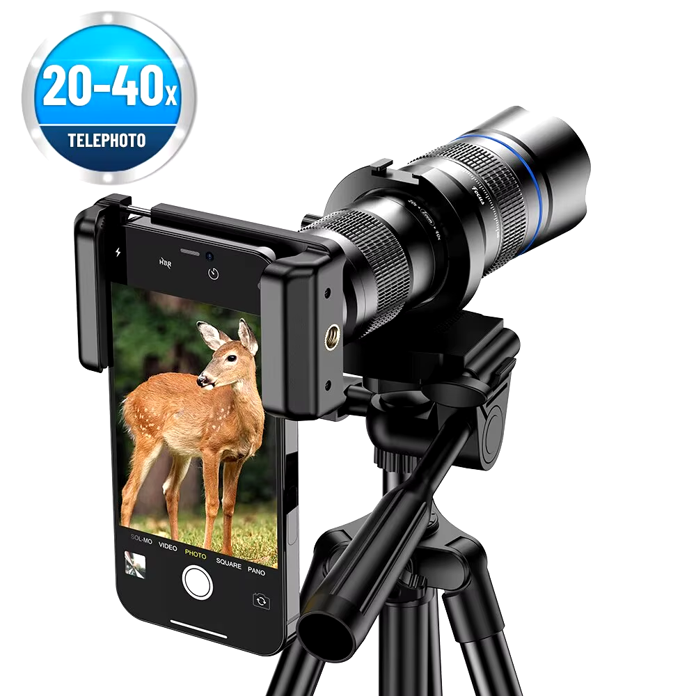HD Metal 20-40x Zoom Telescope Telephoto Lens Phone Camera Lens With Extendable Tripod for Samsung iPhone All Smartphones