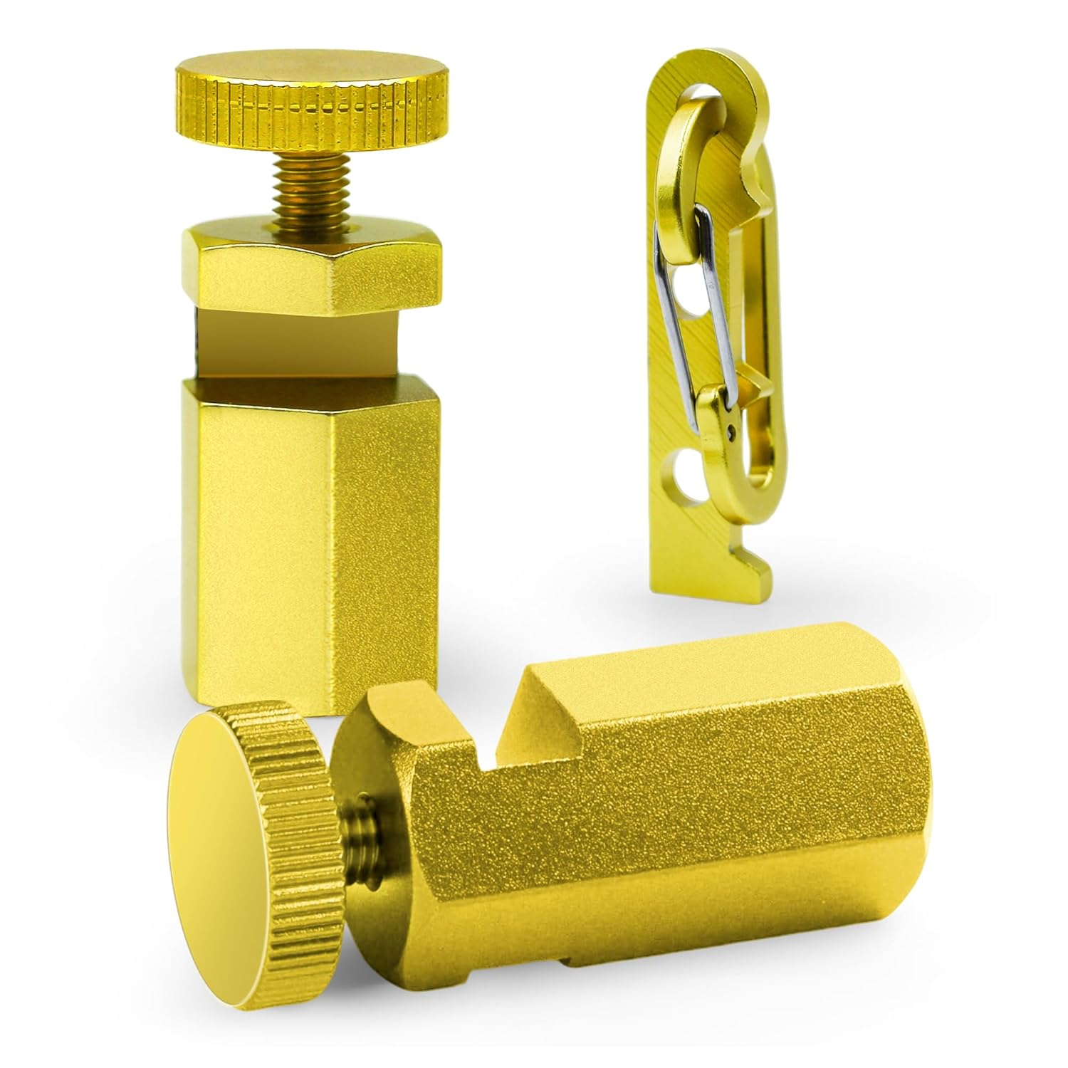 Tall Stair Gauges for Framing Square with Holder and Carabiner, Stair Gauge Knobs Tool for Speed Square, Framing Square Stops Guide Tools for Carpentry Squares, Framing Jig Circular Saw, Gold