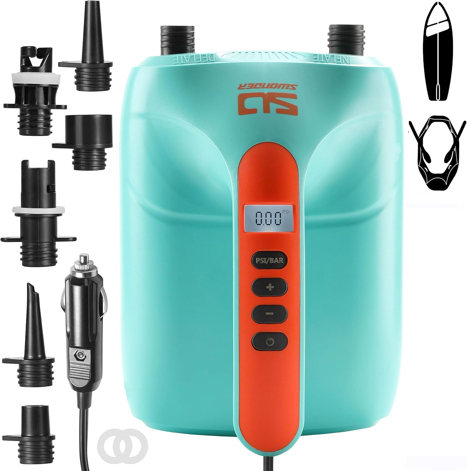 20PSI High Pressure Digital Electric Air Pump for Stand up Paddle Board | Kayak | Tent, SUP Inflator with Intelligent Dual Stage & Auto-Off, Two Colors