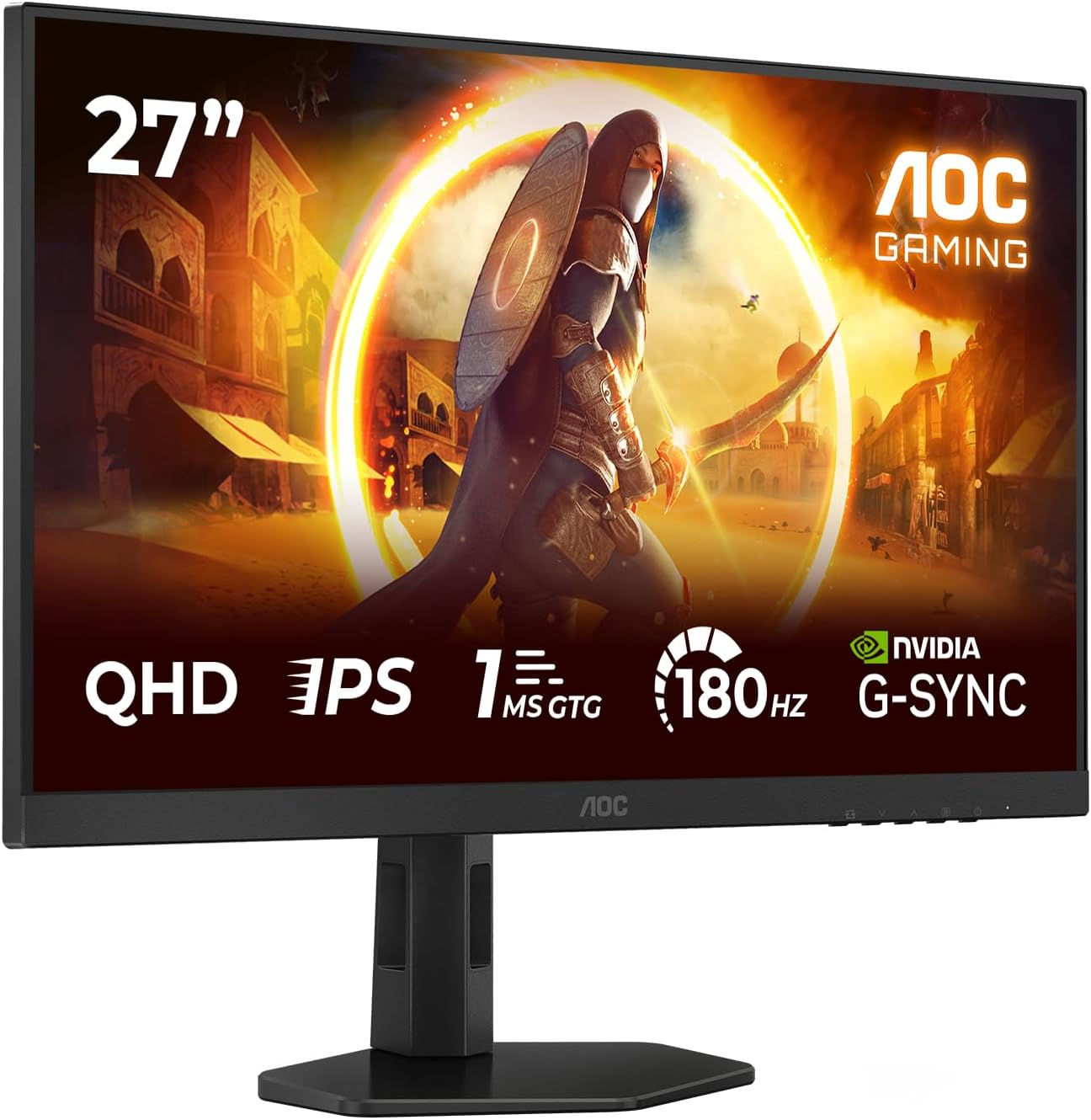 Gaming Monitor Q27G4XD 27 Pollici, 2560X1440, WQHD, 180Hz, Fast IPS Panel, 0.5Ms MPRT, Height Adjustment, (Hdmi2X 2.0 DP 1X 1.4) Adaptive Sync, HDR400, G-Sync Compatible, Nero