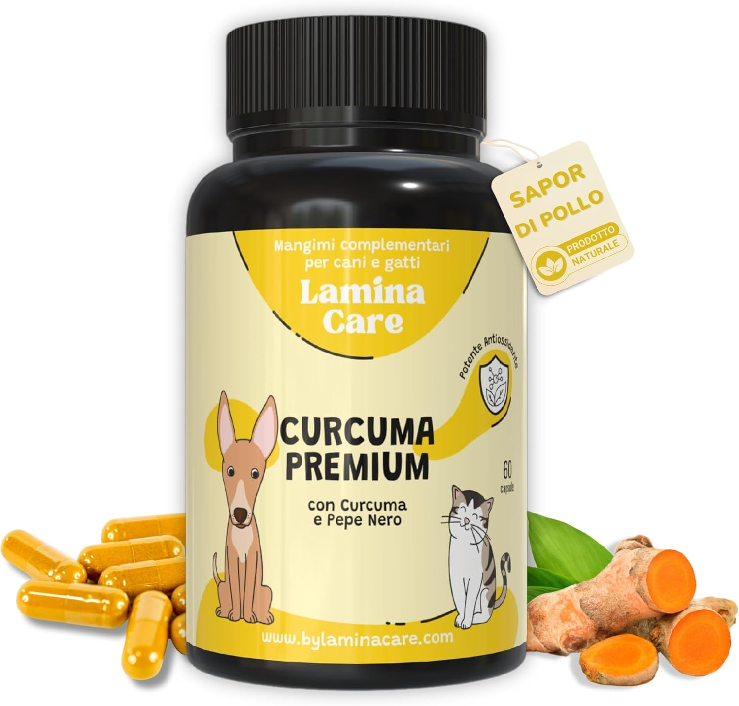 - Antinfiammatorio Cani con Curcuma e Piperina, Integratore Articolazioni Cane Naturale, Condroprotettori Cane con Azione Digestiva e Antiossidante (60 capsule)