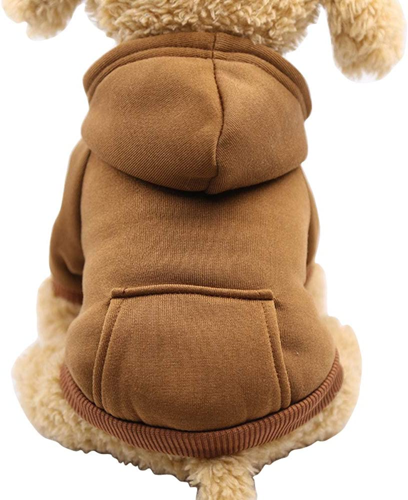 Winter Dog Hoodie with Pockets – Warm Coat for Small Dogs (Coffee XS)