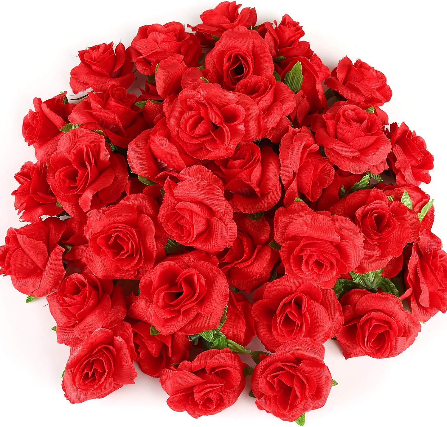 Kesoto 50Pcs Red Roses Buds Artificial Flowers Bulk, 1.6