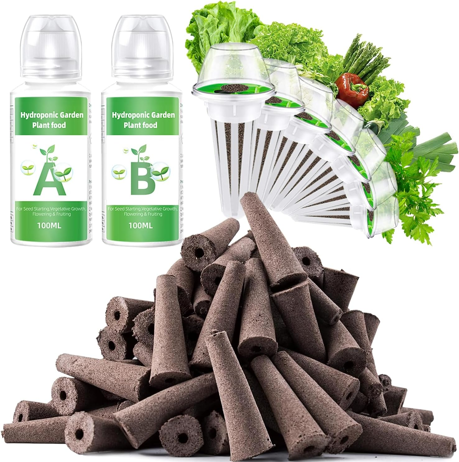 50 Pack Grow Sponges Replacement, Hydroponic Seed Starter Pods Compatible with Aerogarden, Idoo and Most Hydroponics Growing System, Root Growth Sponges for Indoor Garden