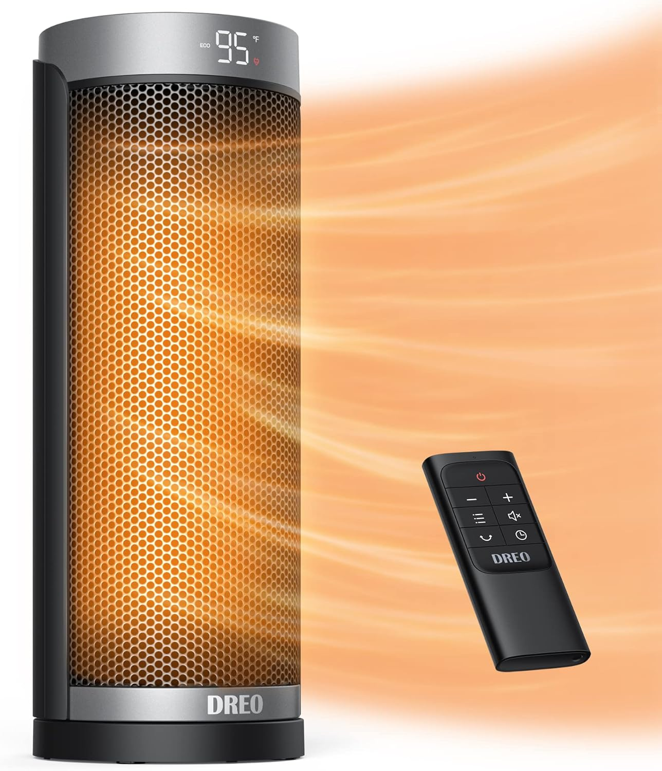 Dreo Space Heaters for Indoor Use, Electric Heater with Remote for Bedroom Large Room, 16 Inch Upgraded 1500W Fast Heating with Thermostat, Overheating & Tip-Over Protection, 70°Oscillating, Portable