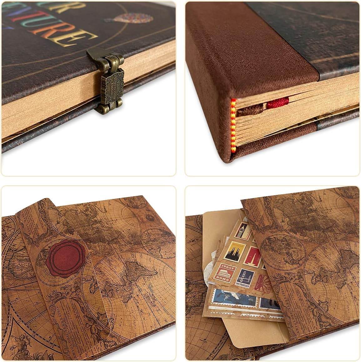 Our Adventure Book 146-Page DIY Handmade Scrapbook, Embossed Leather Cover - ... - Picture 8 of 19