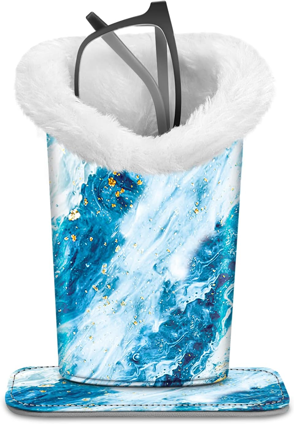 Plush Lined Eyeglasses Holder, Glasses Stand Case, Anti-scratch Glasses Storage Organizer for Desk, Nightstand, Office