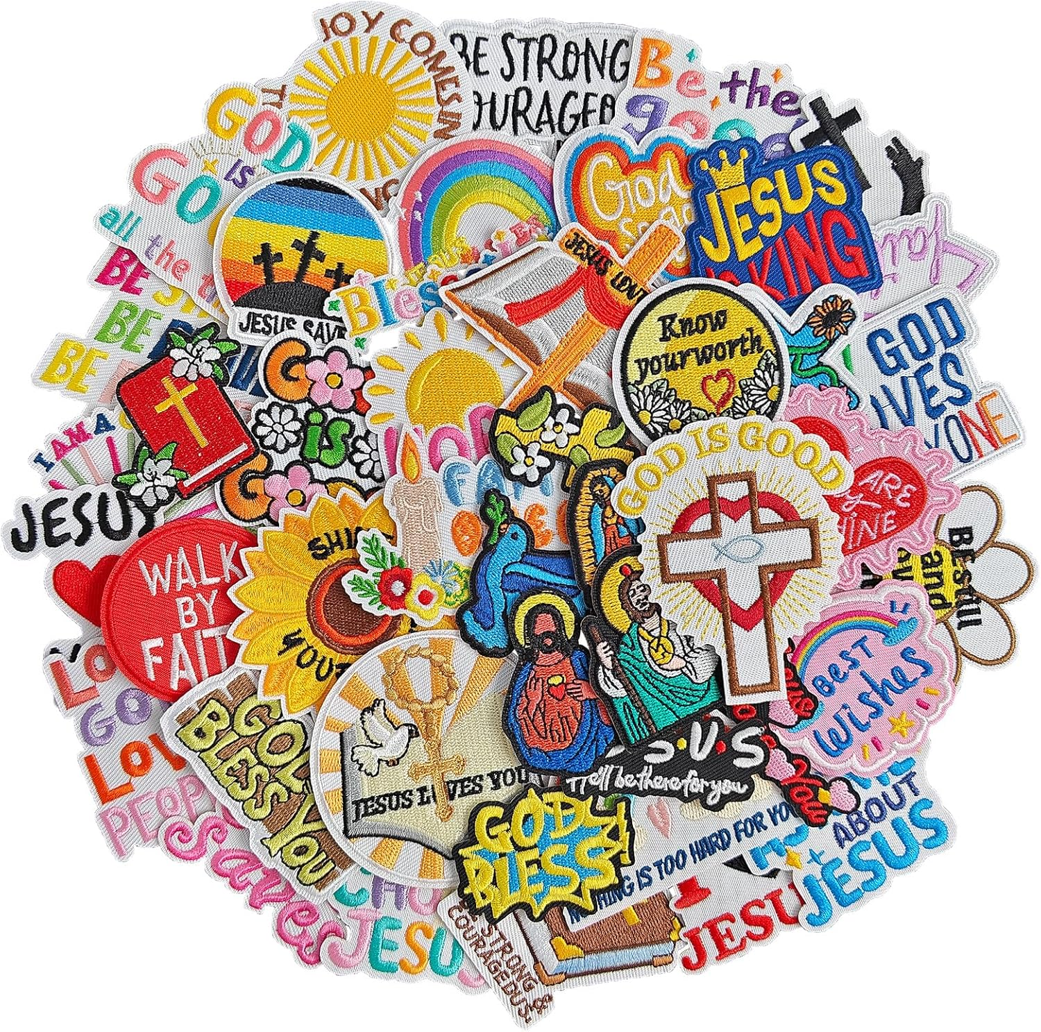 Christian Iron-On Patches Set, 45 Motivational Quotes for Clothing & Accessories