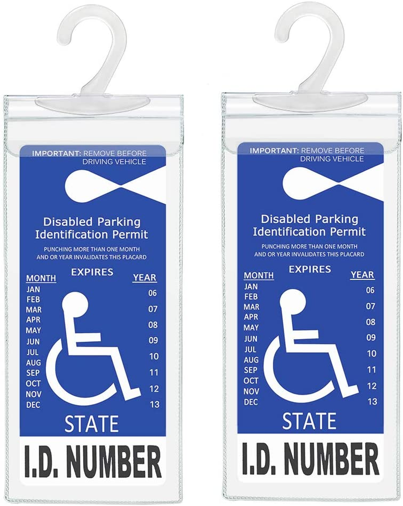 Handicap Parking Placard Holder, Ultra Transparent Disabled Permit Protective Cover with Large Hanger by Tbuymax (Set of 2)