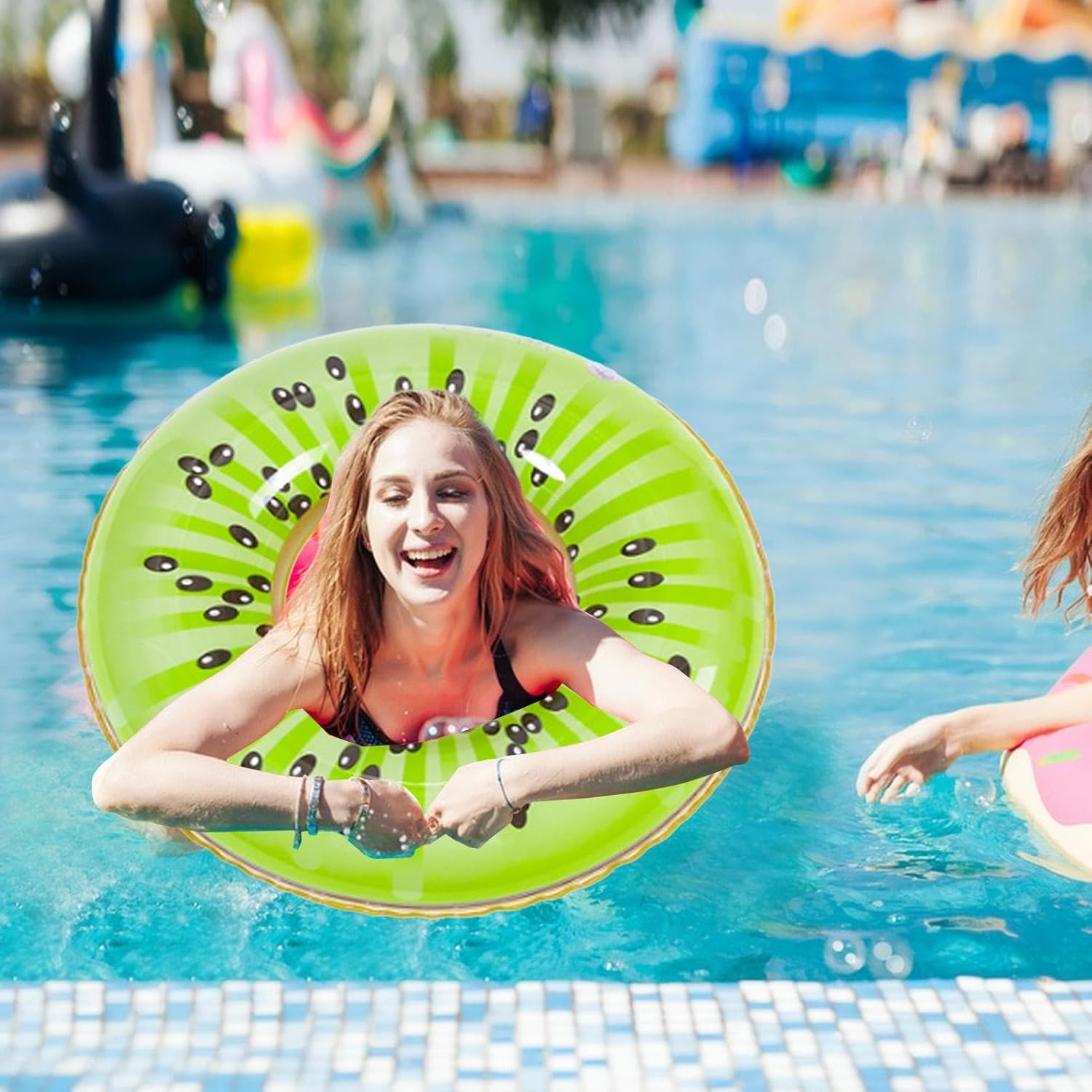 Fruit Pool Float | Watermelon Kiwi Orange Lime Swim Tube Raft, Fruit Inflatab... - Picture 7 of 14