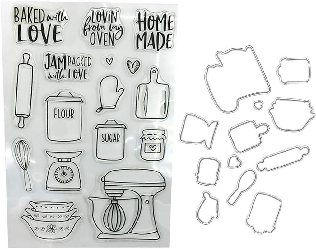 Kitchen Ware Silicone Clear Stamp and Die Sets for Card Making, DIY Embossing Photo Album Decorative Craft