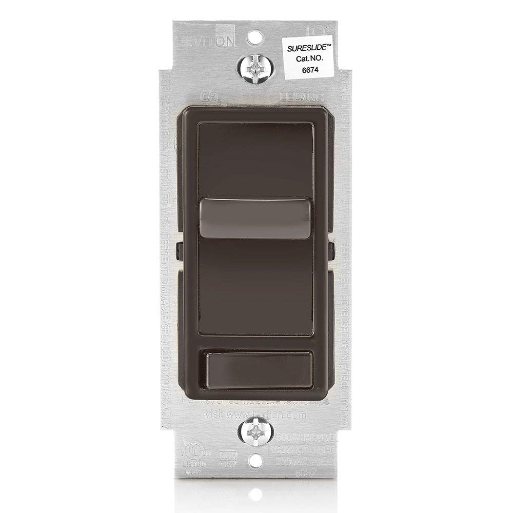 Sureslide Dimmer Switch for Dimmable LED, Halogen and Incandescent Bulbs, 6674-P0B, Brown