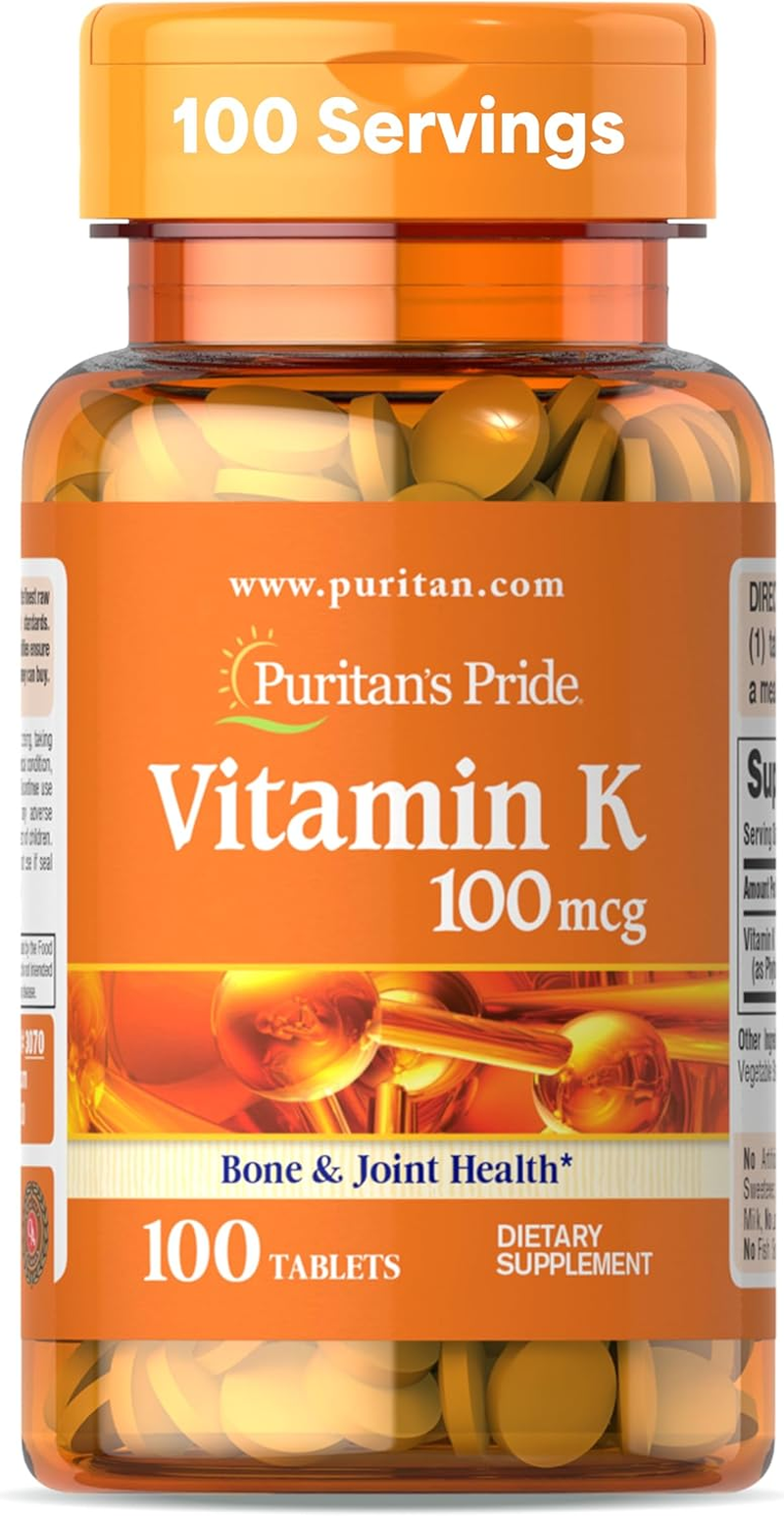 Premium Vitamin K 100Mcg, Dietary Supplement for Bone, Joint, and Blood Clotting
