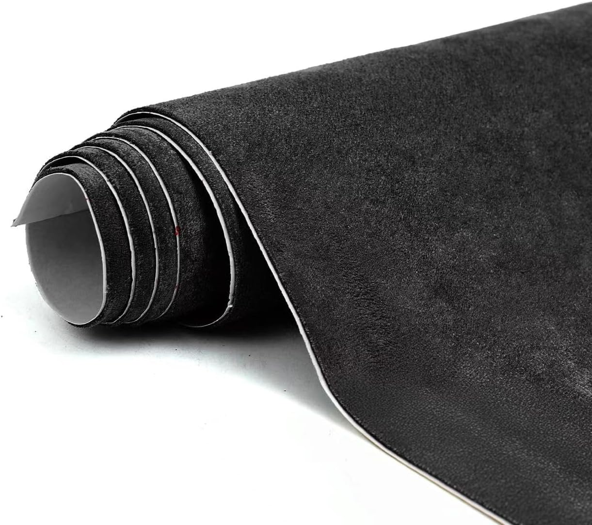 Premium Black Suede Fabric Wrap - 17X70 Inch Suede Wrap for Car Interior - Self-Adhesive Microfiber and Synthetic Leather, Stretchable Interior Film for Car and Home Decor