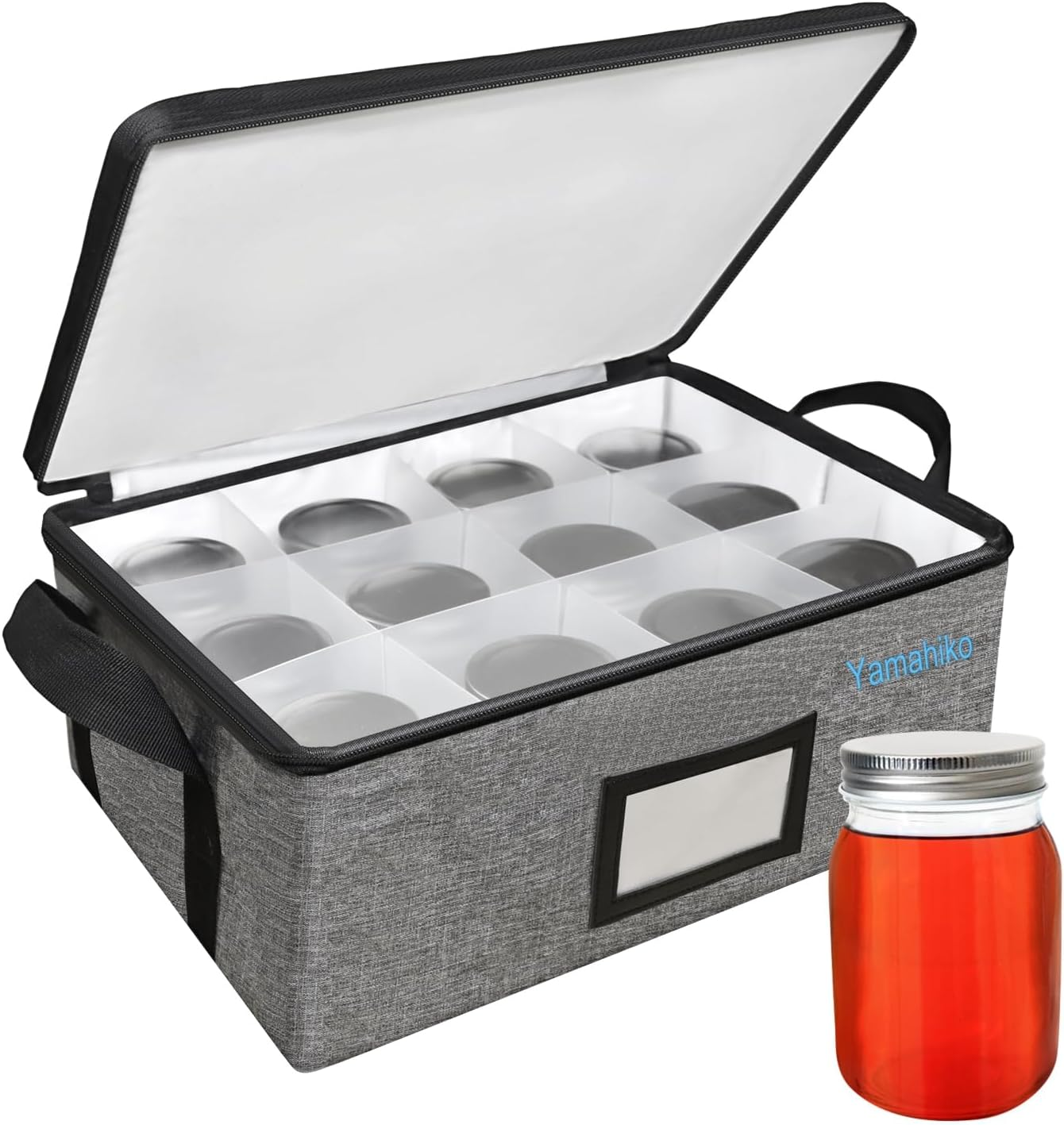 16 Oz Mason Jar Storage Organizer with Dividers and Labels, 1 Pack