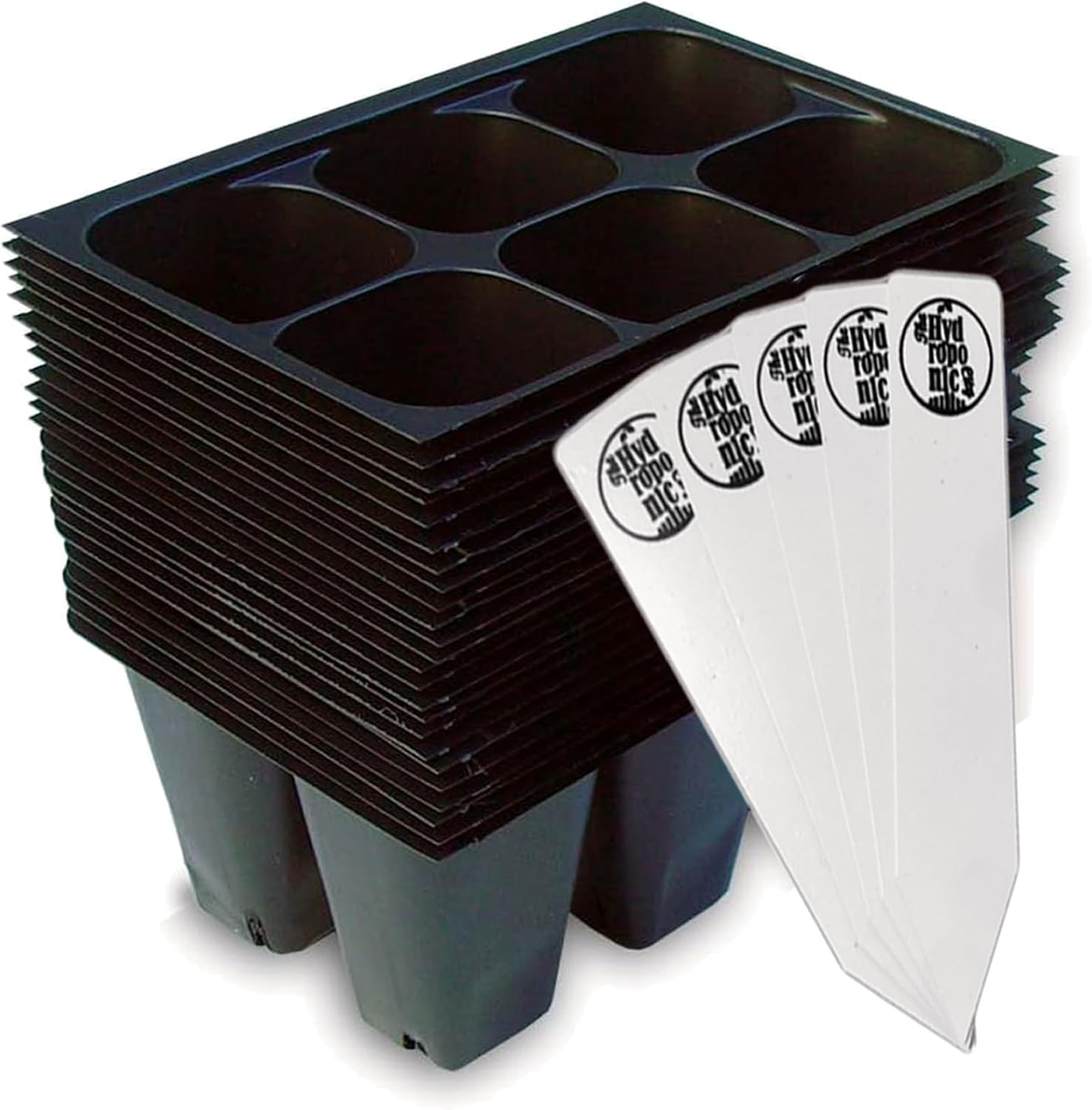 144-cell seed starter trays (24 trays 6 cells each) with plant stakes for