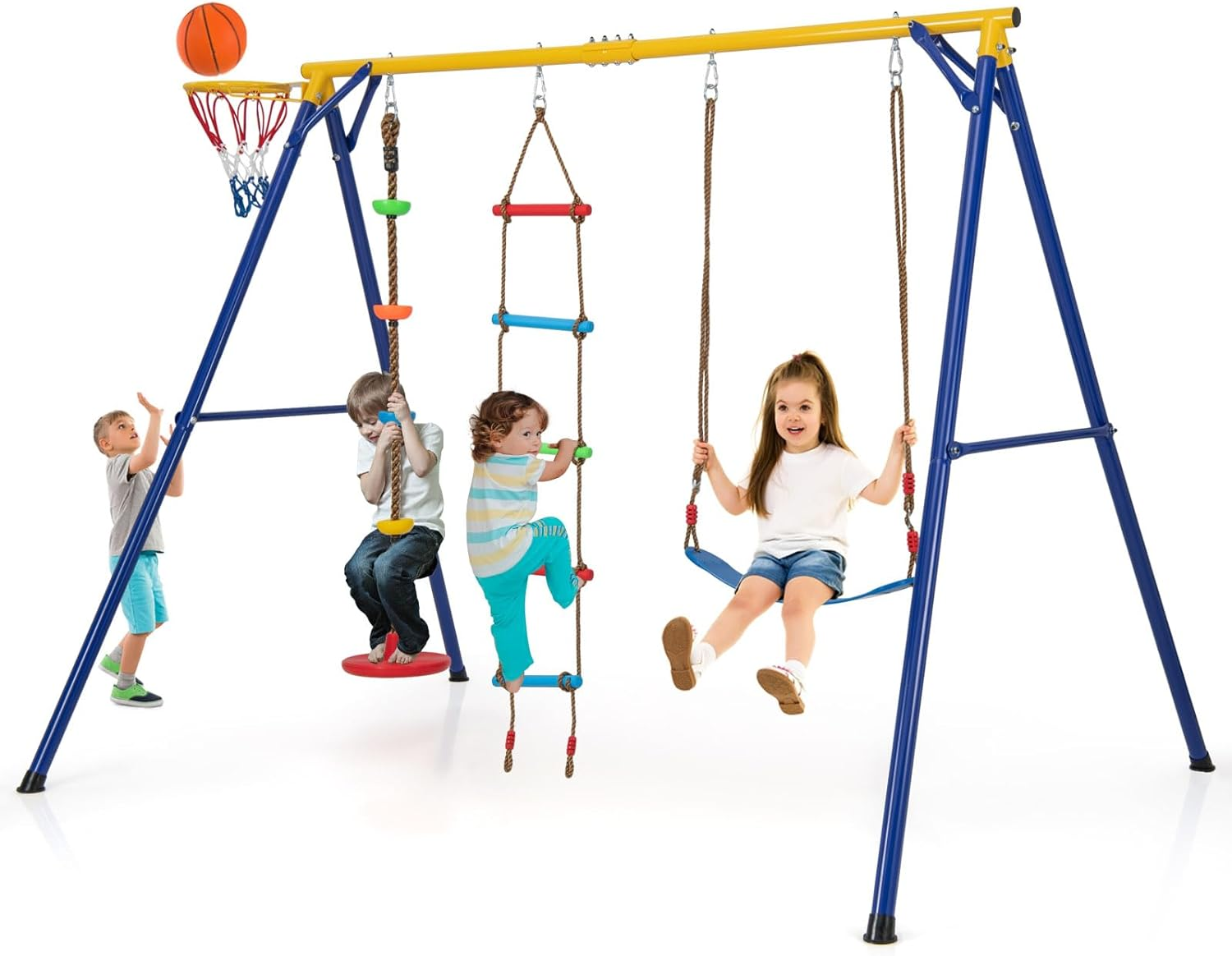 HONEY JOY 300 KG Indoor & Outdoor Swing Set, Heavy Duty Carbon Steel Swing Fr... - Picture 2 of 14