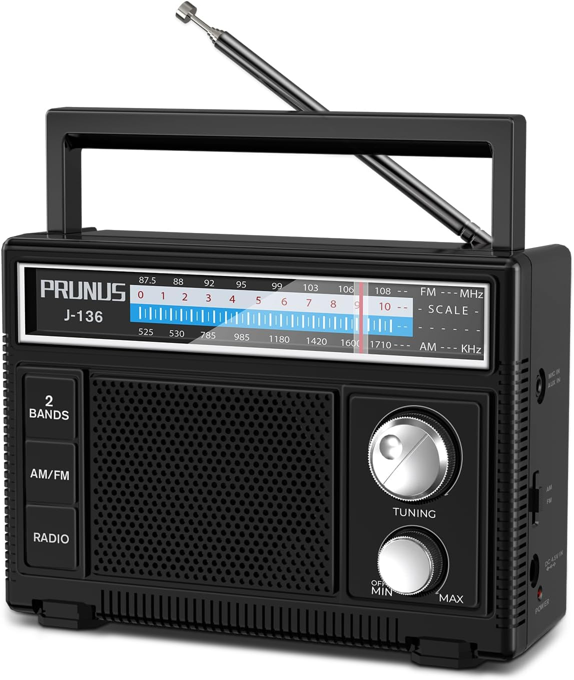 J-136 Portable AM FM Radio with Best Reception,D Battery Operated or Plug in Wall, Transistor Radio,Loud Speaker Support AUX in and Micphone In, Small Radios Portable AM FM, No, Internet Radio