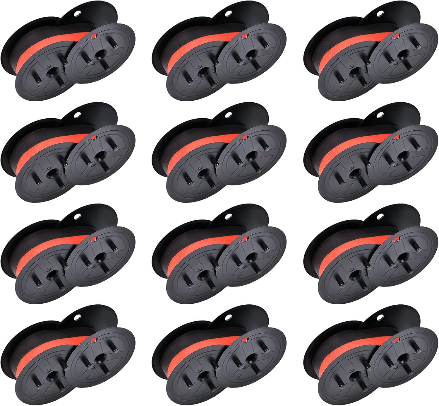 12 Pack Calculator Ribbon Replacement for GR24BR Porelon 11216 Universal Twin Spool Ribbon Compatible with Sharp El-1197 Piii,Canon Mp11Dx Printer (Black and Red)
