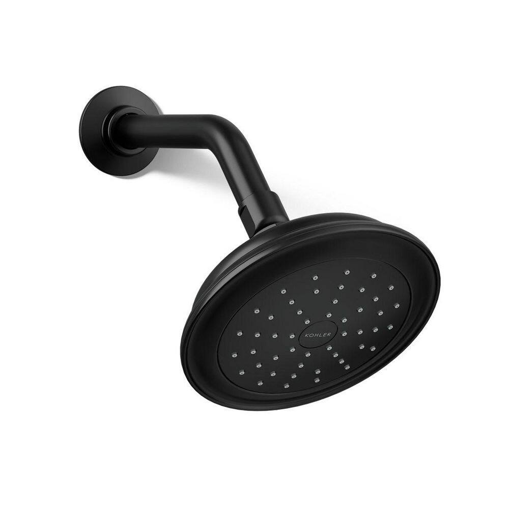 Artifacts 1-Spray Patterns 2.5 GPM 5.5 In. Wall Mount Fixed Shower Head in Matte Black