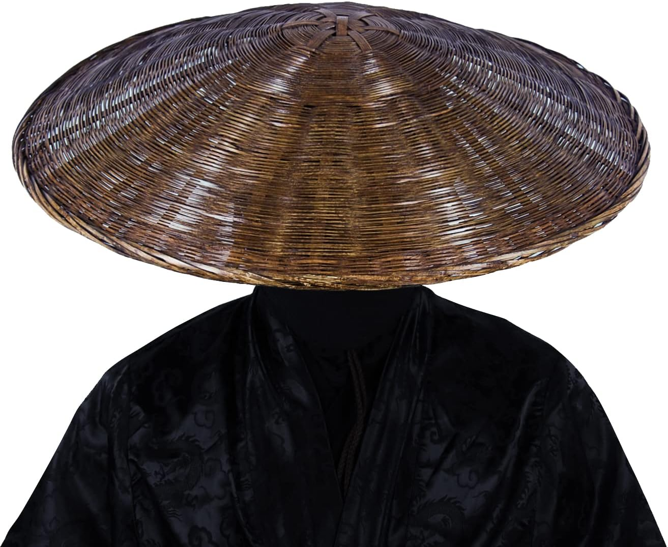 Samurai Swordsman Cosplay Bamboo Hat - Japanese Asian Hat, Dia.21 Inches Depth 4