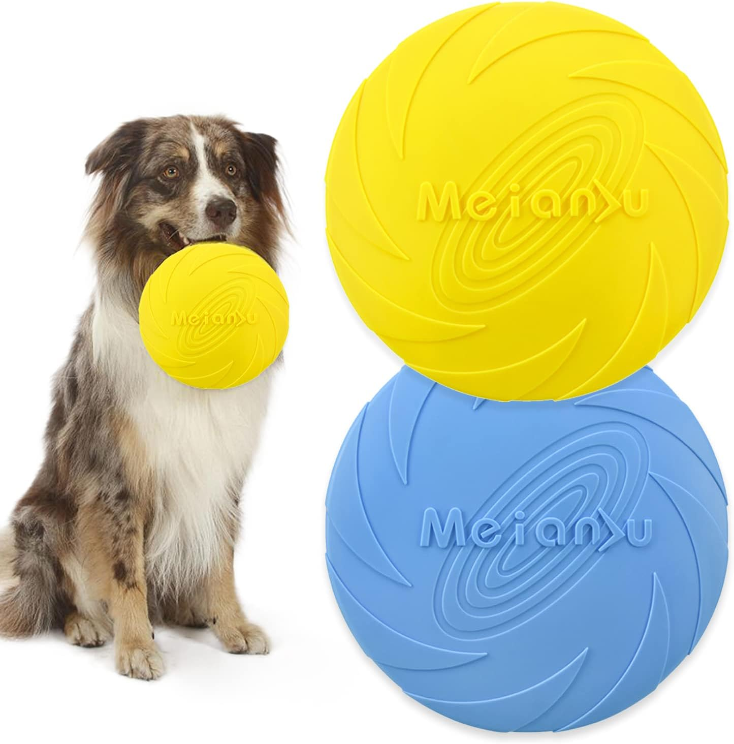 2 Stück Hundefrisbee, Hund Scheibe, Schwimmspielzeug Hunde, Gummi Frisbee, Hunde Frisbee Für Land Und Wasser, Hundetraining, Werfen, Fangen & Spielen(Blau Und Gelb/18Cm)