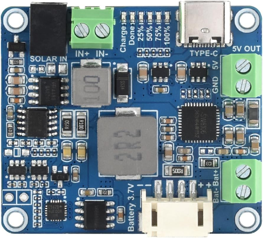 Módulo de gestión de energía solar Waveshare (D), controlador de carga solar