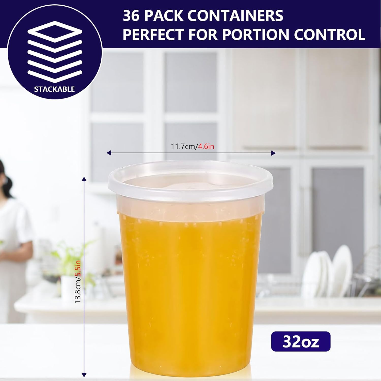 36-Pack 32 oz Plastic Deli Food Containers with Lids plastic soup containers ... - Picture 3 of 20