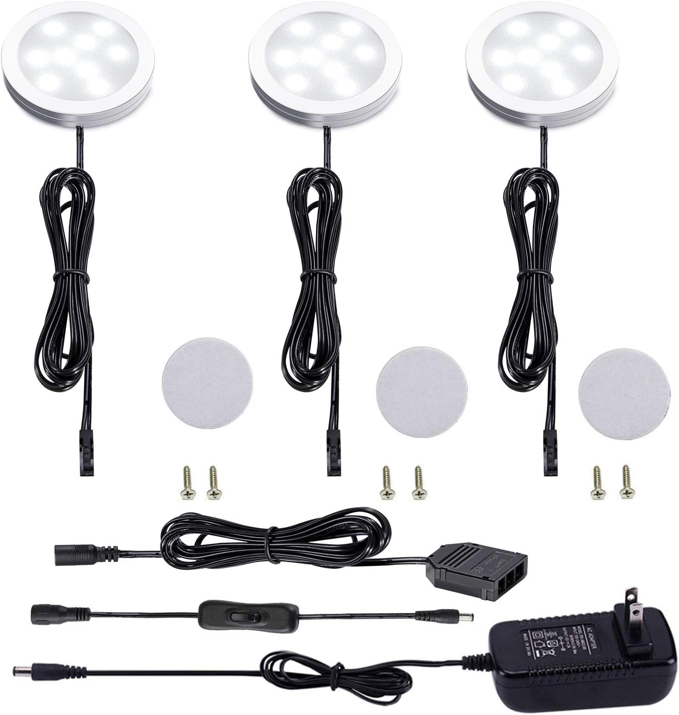 Kit Luces LED 12V Bajo Gabinete 3 Pzs Aluminio Delgado con Interruptor 6W