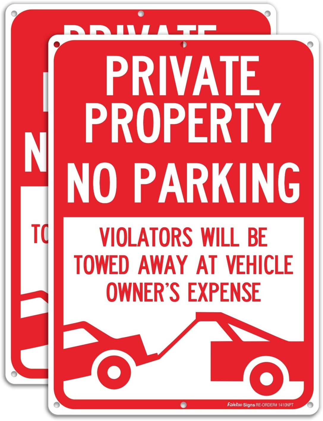 Private Property No Parking Sign - 2 Pack, Reflective Aluminum, Weather Resistant