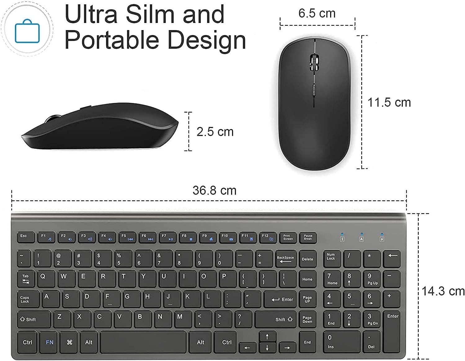 Wireless Keyboard and Mouse J JOYACCESS 2.4G Ergonomic and Slim Wireless Comp... - Picture 6 of 13