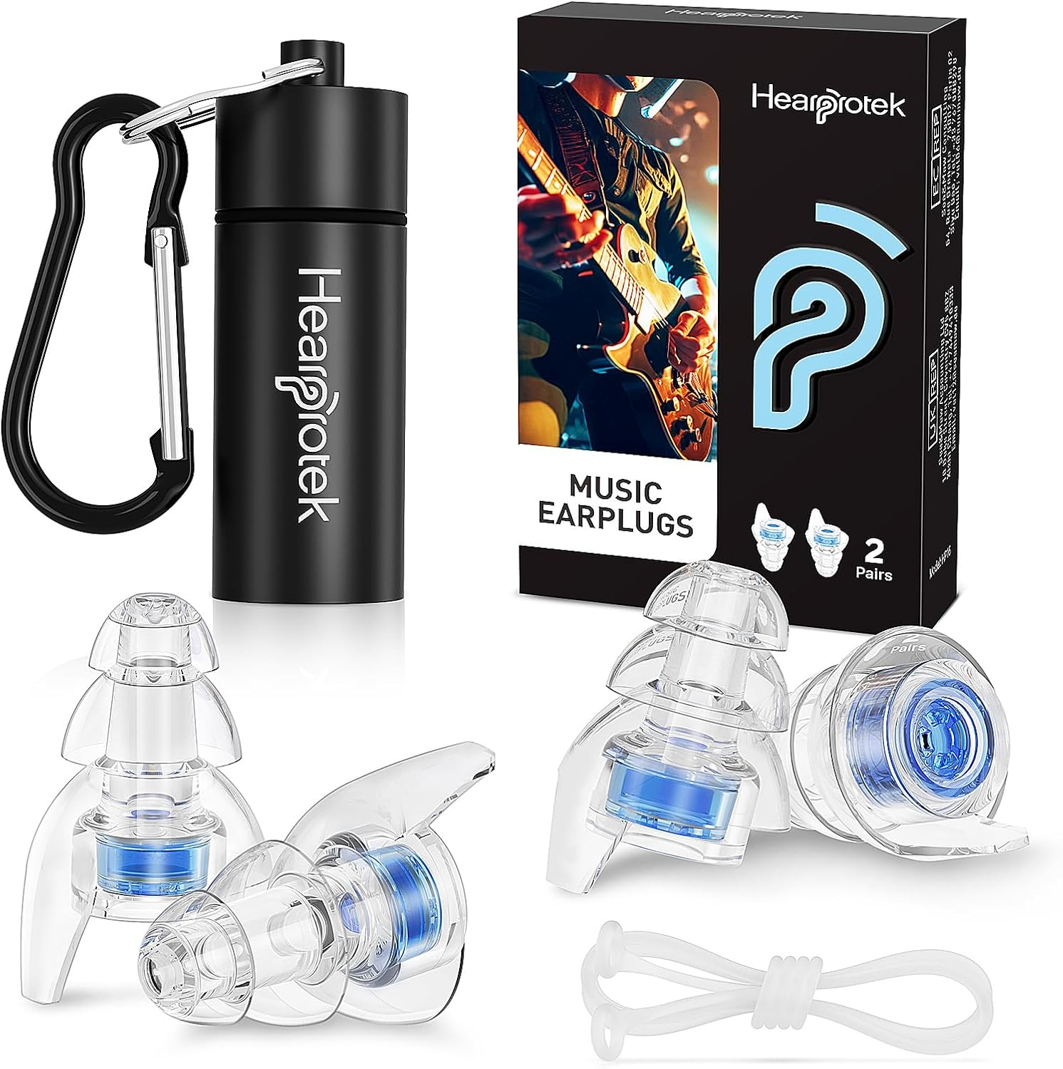 Hearprotek Concert Ear Plugs, 2Pairs Reusable High Fidelity Musician Ear Plugs for Concerts Loud Music-Noise Reduction Ear Protection Earplugs for Rave,Festival,Music,Tinnitus Relief