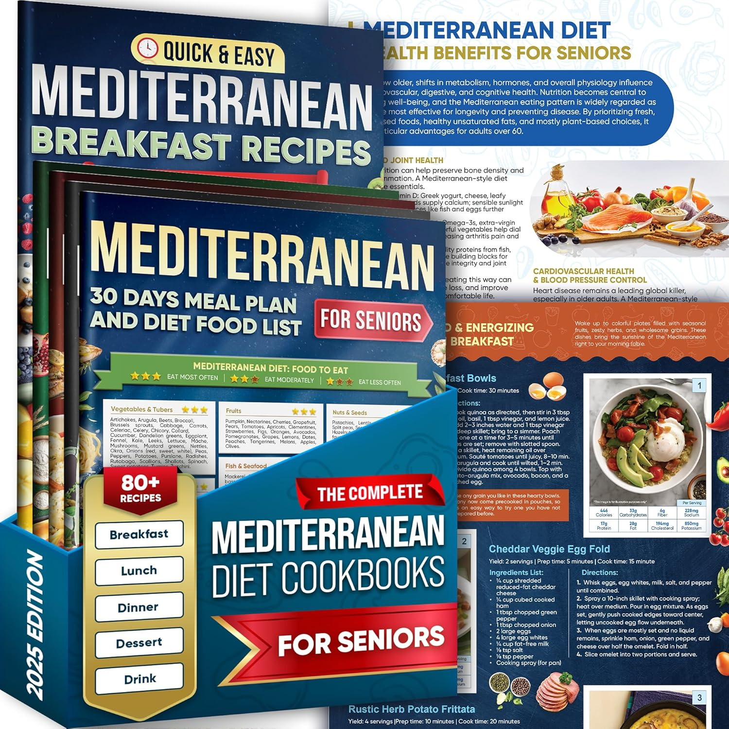 The Complete Mediterranean Diet for Seniors — 5 Mediterranean Diet Cookbook Set