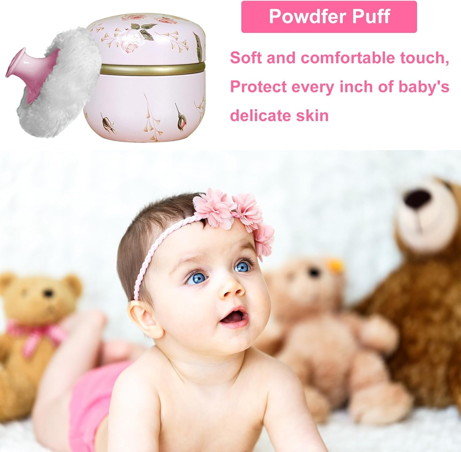 Qopoto Body Powder Puff and Container for Dusting Powder, Women Powder Puff a... - Picture 7 of 22