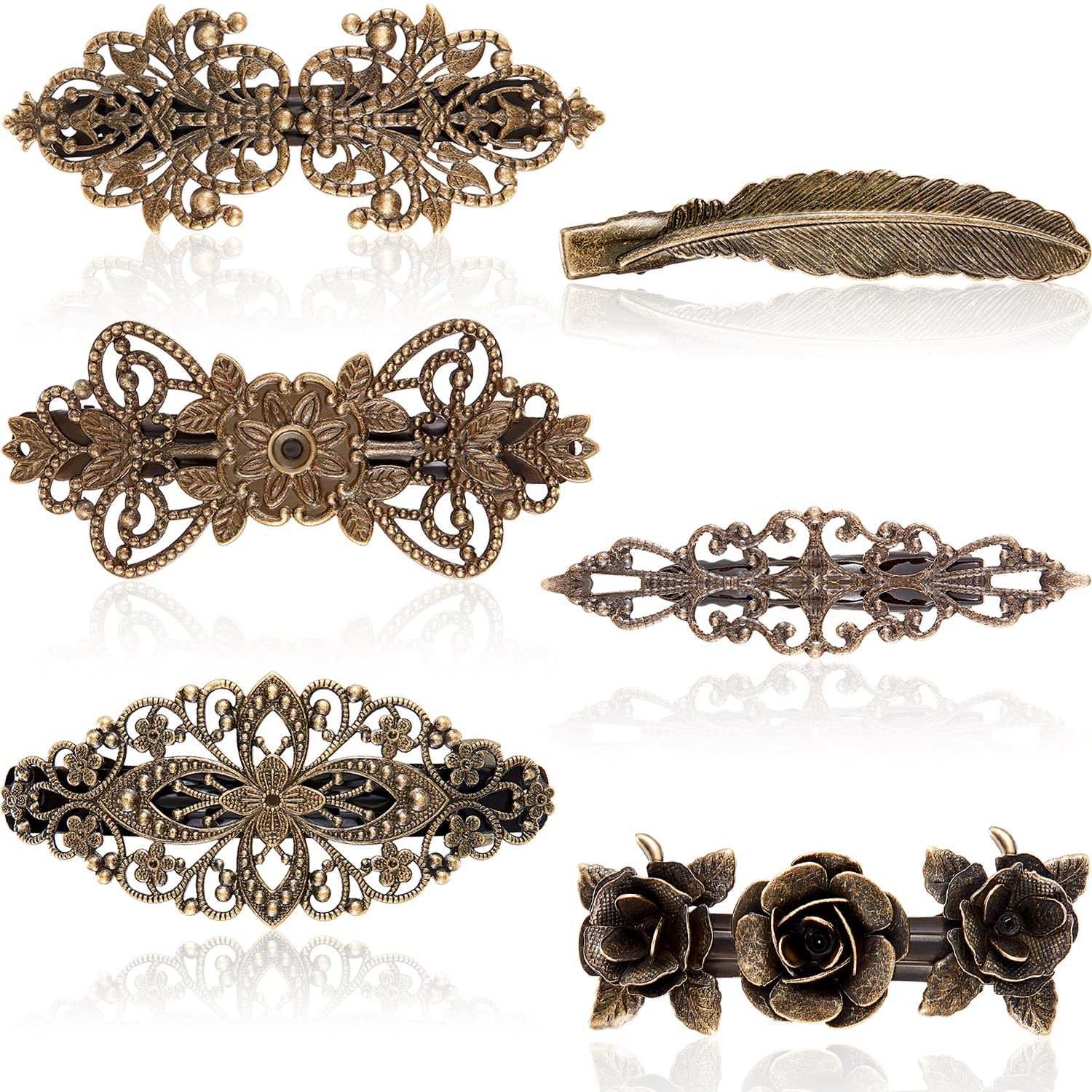6 Pieces Vintage Hair Barrettes for Women Retro French 
