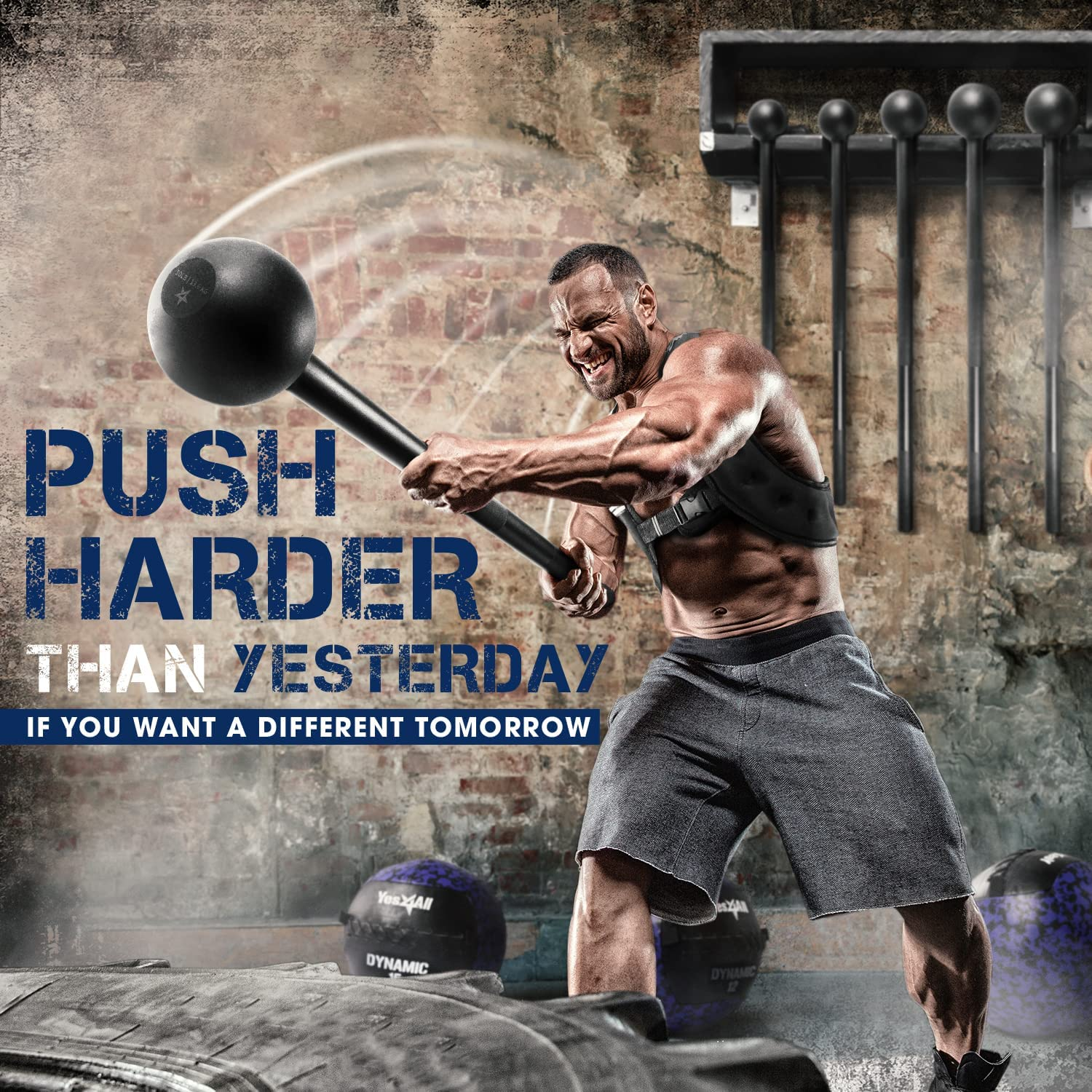 Yes4All Steel Mace Bell for Comprehensive Strength Training - Supports Full Body, Muscle Development, Shoulder, Grip, and Forearm Workouts - Available in 5, 7, 10, 15, 20, 25, and 30 LB for Both Men and Women