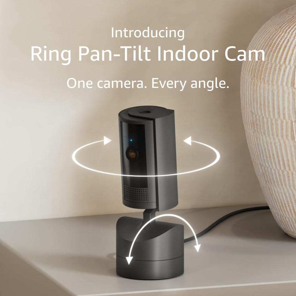 Ring Pan-Tilt Indoor Cam | See All around with 360° Pan Coverage, HD Video, plus Two-Way Talk (2024 Release) | Black