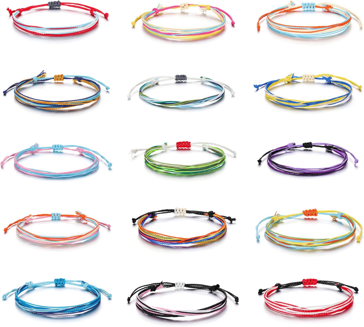 Jovivi 15 Pieces Surfer Wave Friendship Bracelets Set Handmade Waterproof 