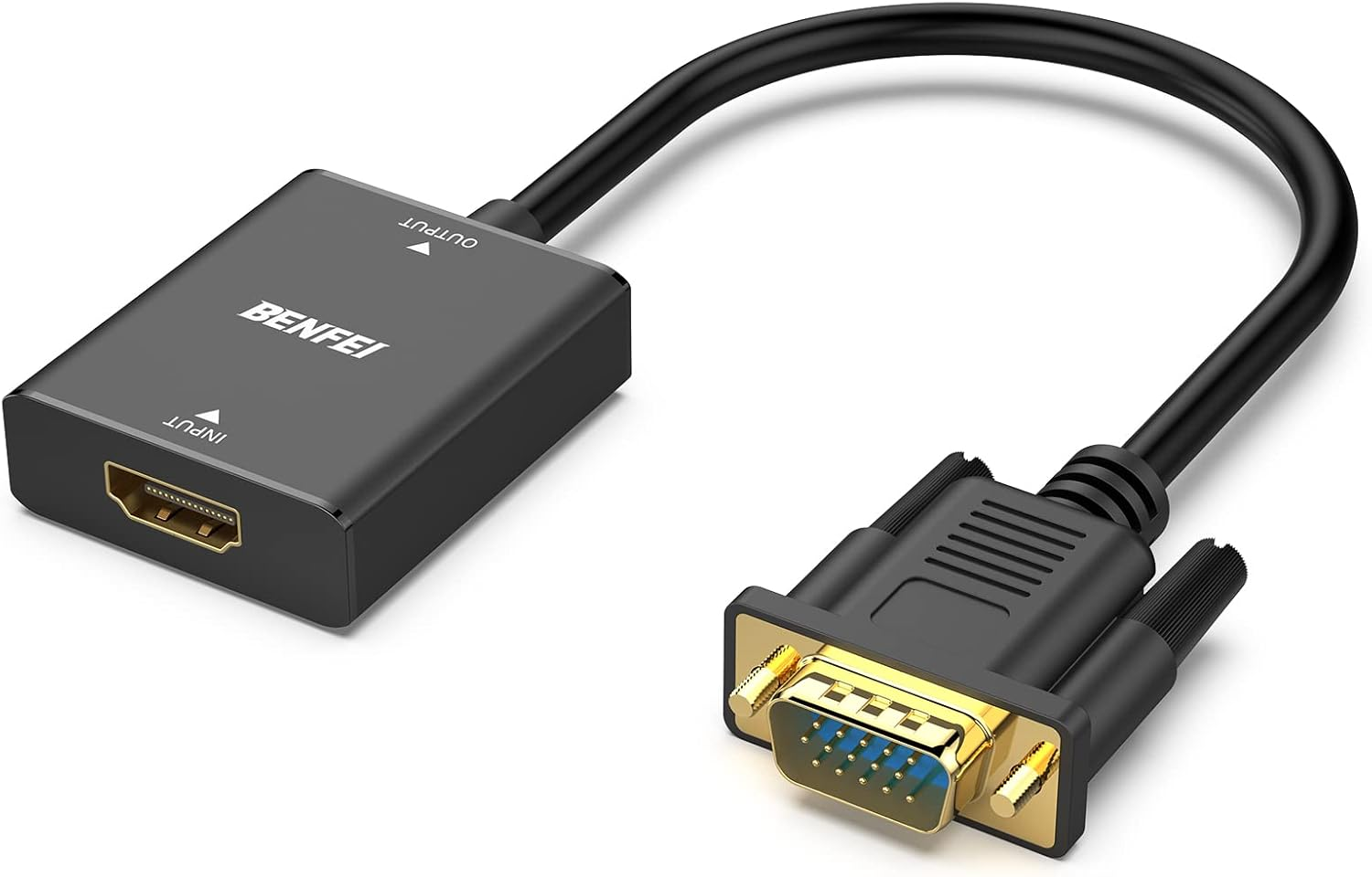 HDMI to VGA, Uni-Directional HDMI (Source) to VGA (Display) Adapter (Female to Male) with 3.5mm Audio Jack Compatible for TV Stick, Computer, Desktop, Laptop, PC, Monitor, Projector, Roku, Xbox