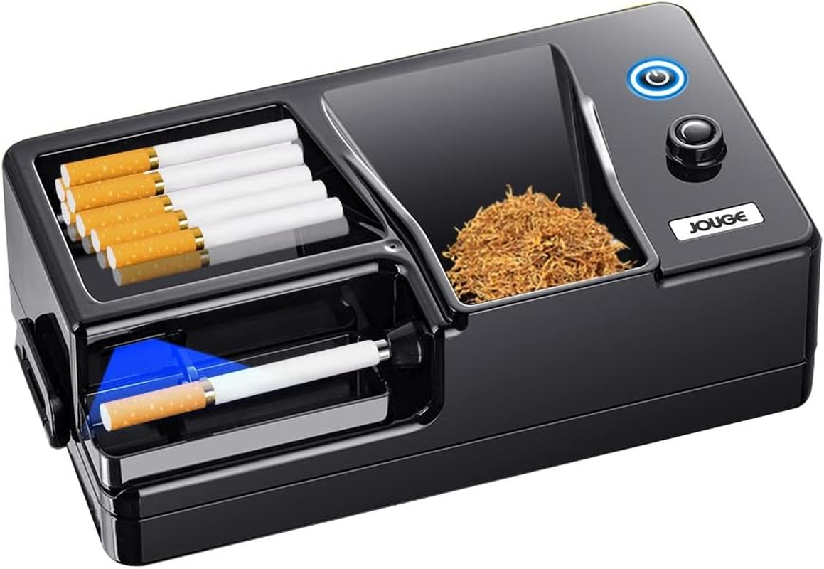 Electric Cigarette Injector Machine Rechargeable Cigarette Rolling Maker Infrared Sensing Portable Tobacco Injector Household Automatic Rolling Machine 8Mm Tube (Black)