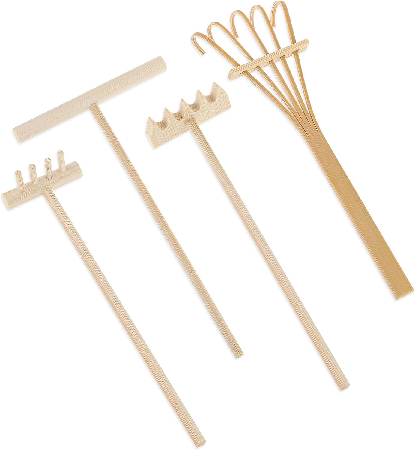 4 Pack Miniature Tabletop Rock Sand Zen Garden Accessories, Mini Zen Garden Rake Tools, Zen Sand Garden Rake Set, Small Rakes for Garden Beds, Mini Sand Stamp Rakes for Home Gift Garden Decor