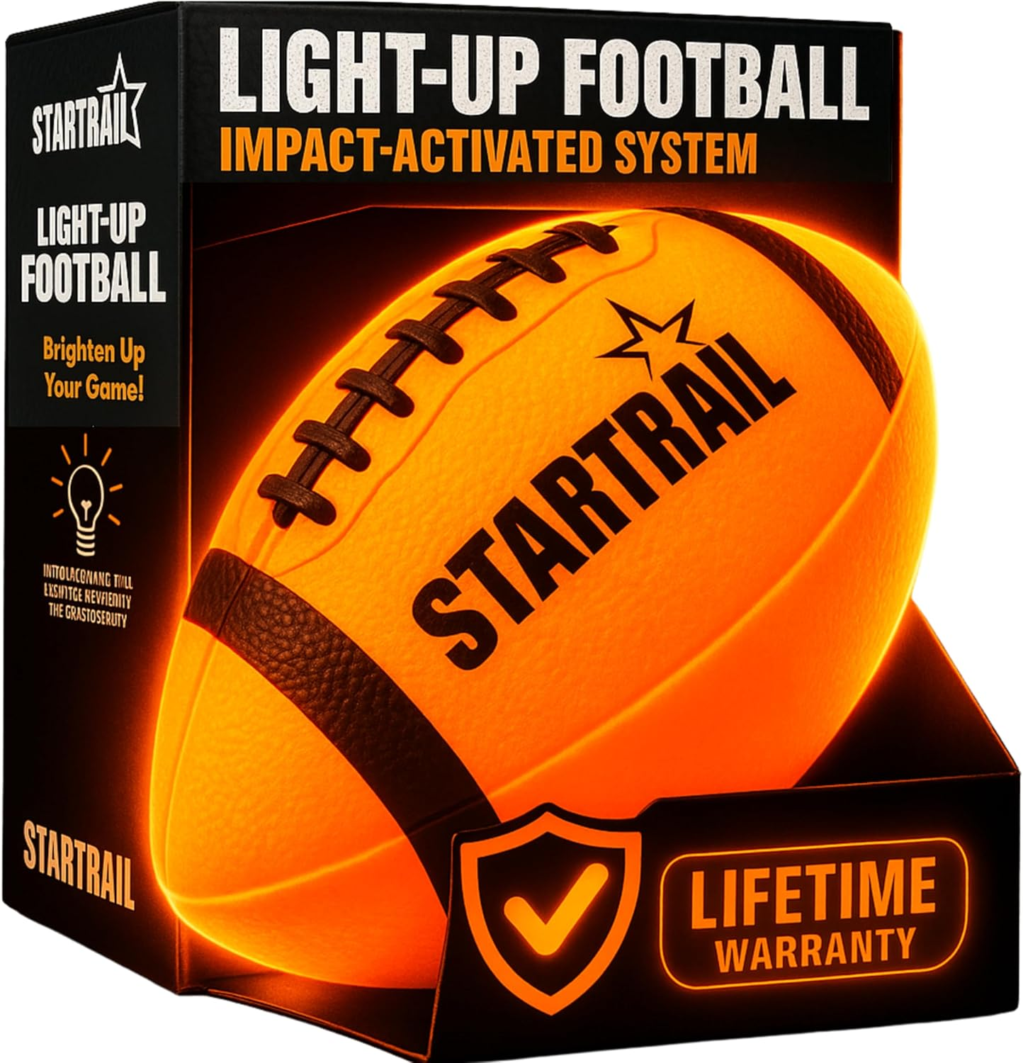 Glow in the Dark Football | Ultra-Bright Double LED Light-Up Football Size