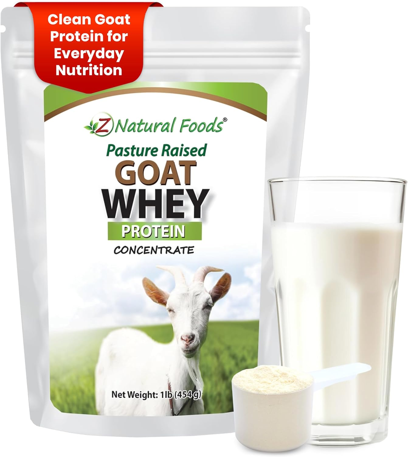 Goat Whey Protein Powder Concentrate - Undenatured, Unflavored, Pasture Raised Whey - Clean Goat Protein Powder with Vital Proteins for Weight Management, Immune Support, Fitness, 1 Lb