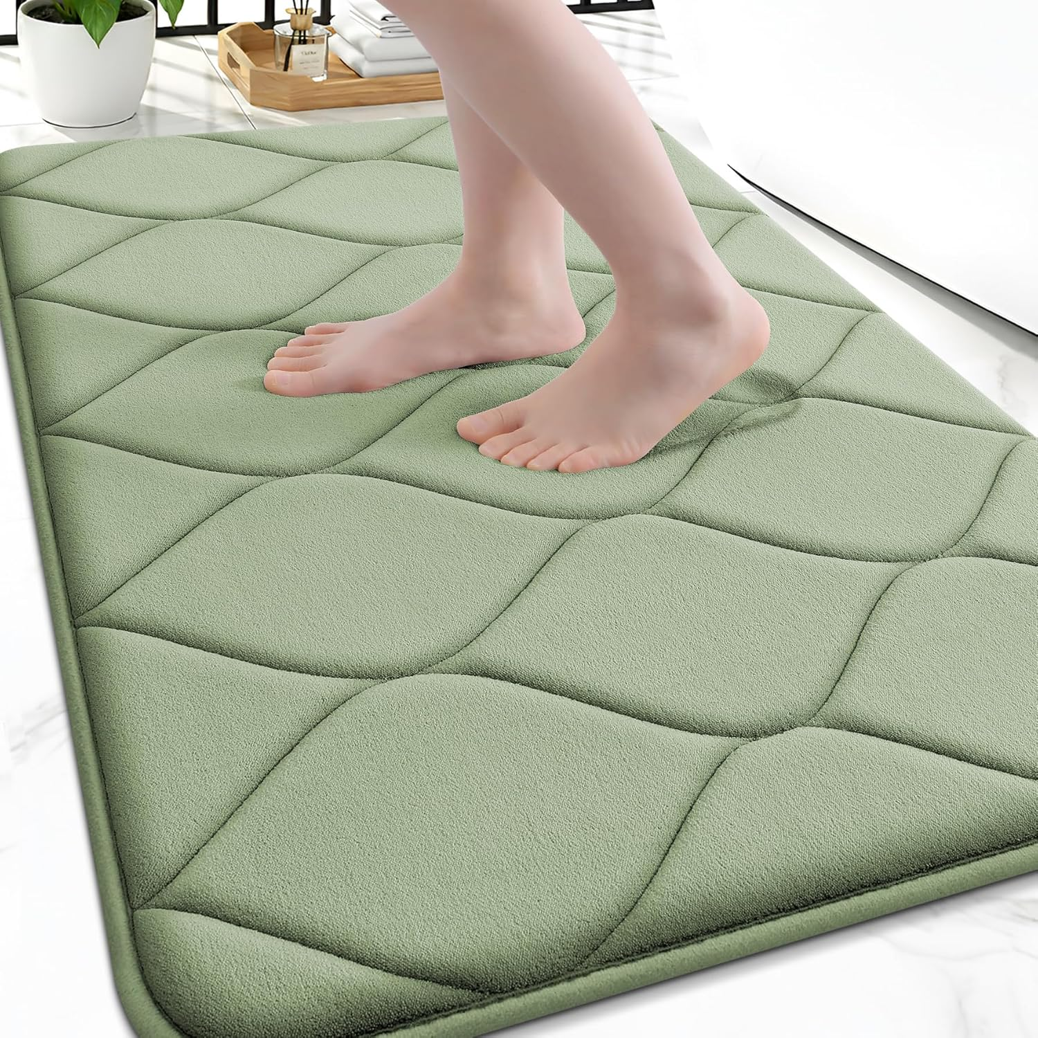 Sage Green Memory Foam Bath Mat 30