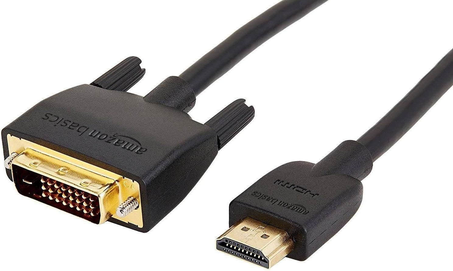HDMI to DVI (Male) Adapter Cable, Bi-Directional 1080P, 6 ft/1.8 m, Gold-Plated, Easy to Install, Single Pack for Television, Black