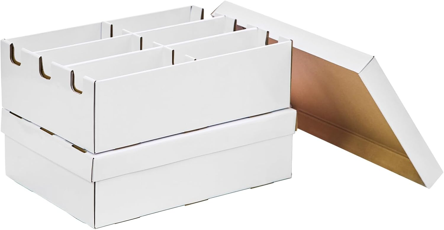 2 Pack High Capacity 3 Row Trading Card Storage Box 6-Cell Organizer Holds 3200+ Cards Fits MTG, Sports, TCG Compatible with Toploaders & Magnetic Cases