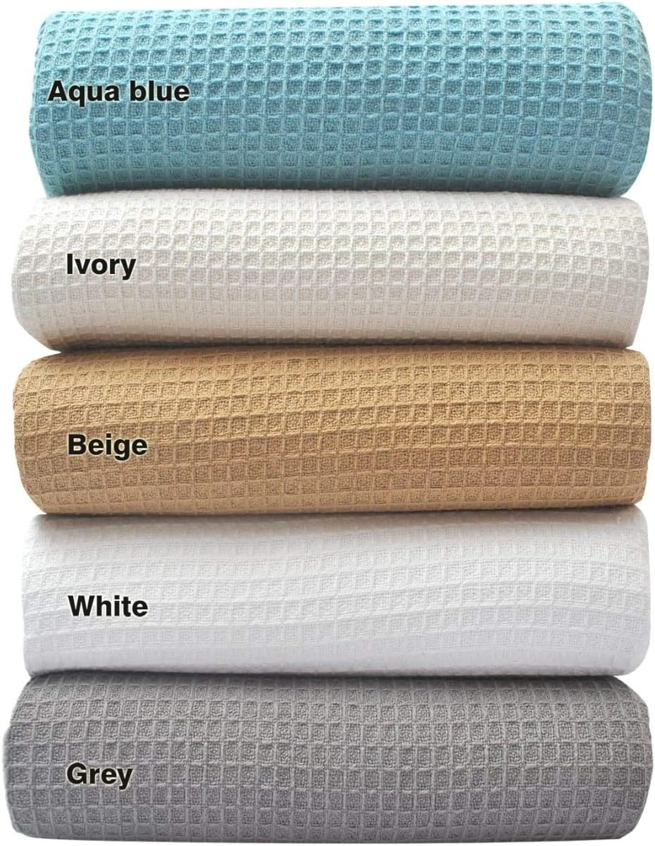 White Waffle Blankets – 100% Cotton Blankets Queen Size – Breathable and Soft for Summer Spring – Suitable for Bed Layering, Sofa and Couch (90”X90”)